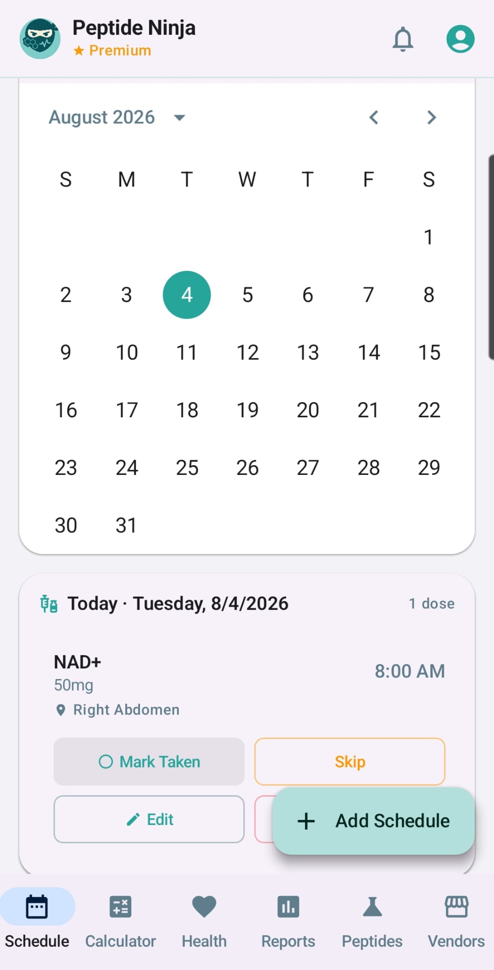 Peptide Ninja mobile application screenshot